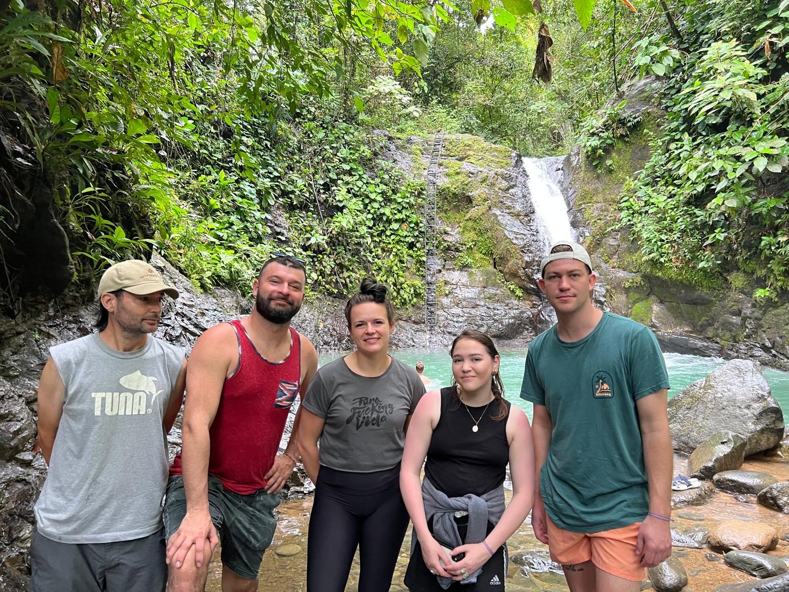 Guests together on a waterfall hike